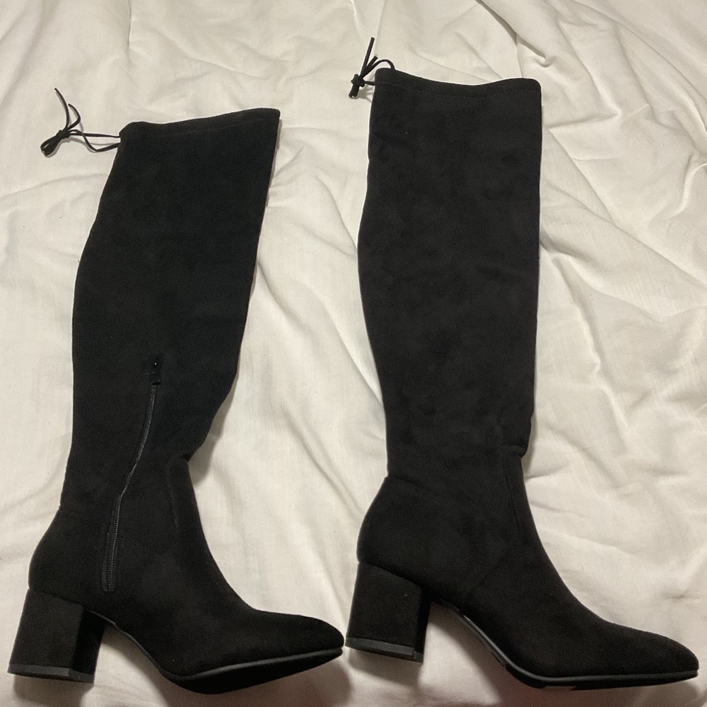 Top Moda size 8 black over the knee boots with heel
